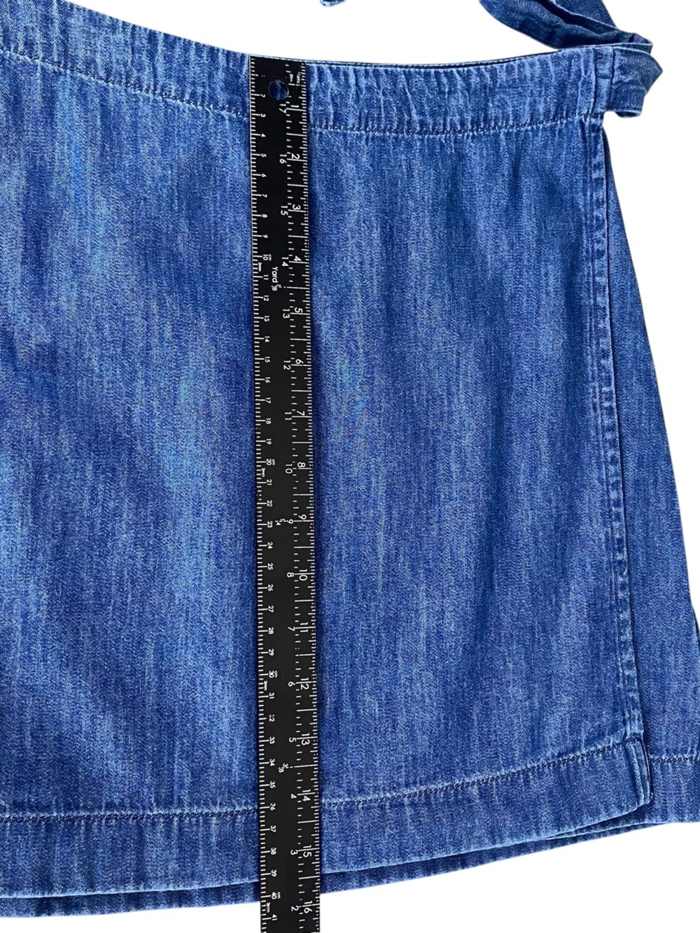 Gap Blue Denim Jean Wrap Mini Skirt Size Small Blue A-Line Lightweight - Picture 8 of 9